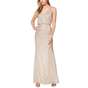 Adrianna Papell Gold Maxi Dress